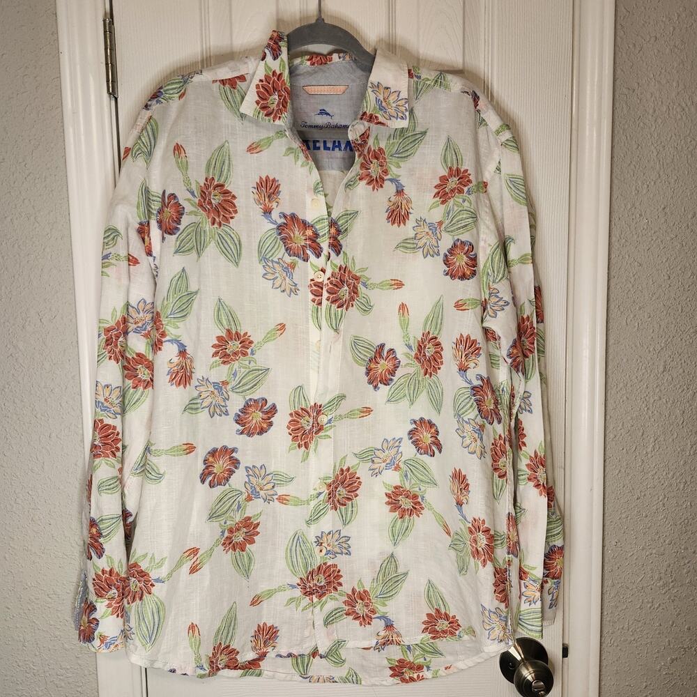 Tommy Bahama Relax Linen/Cotton Floral Shirt Long-sleeved Button-Up XL